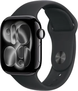 Apple Watch 11 42mm Jet Black Aluminium - Zwart Sportband S/M
