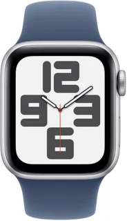Apple Watch SE 2024 GPS 44mm Silver Aluminium Denim Sport Band M/L