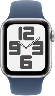 Apple Watch SE 2024 GPS 44mm Silver Aluminium Denim Sport Band M/L