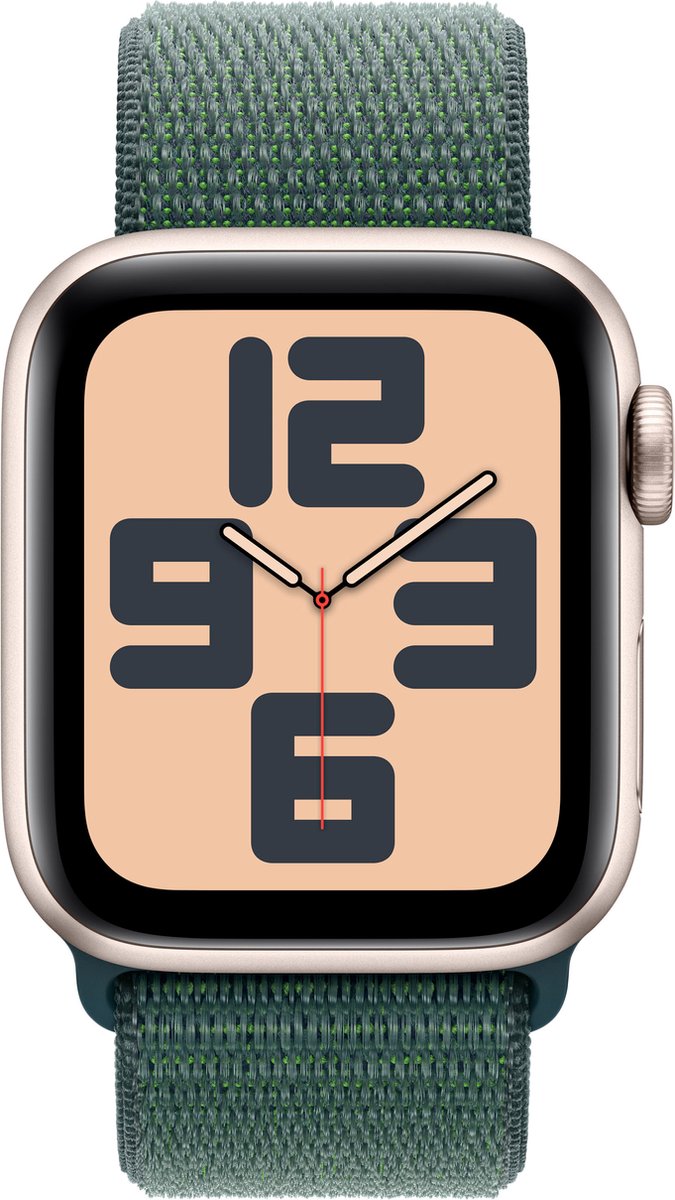 De Apple Watch SE 2024 GPS + Cellular 40mm Starlight Lake Green Sport Loop in één oogopslag