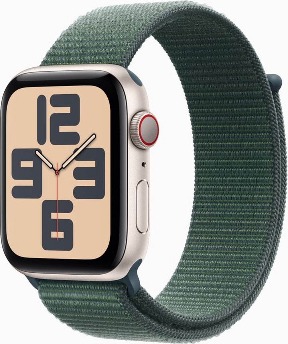 Wat vinden we goed aan de Apple Watch SE 2024 GPS + Cellular 40mm Starlight Lake Green Sport Loop