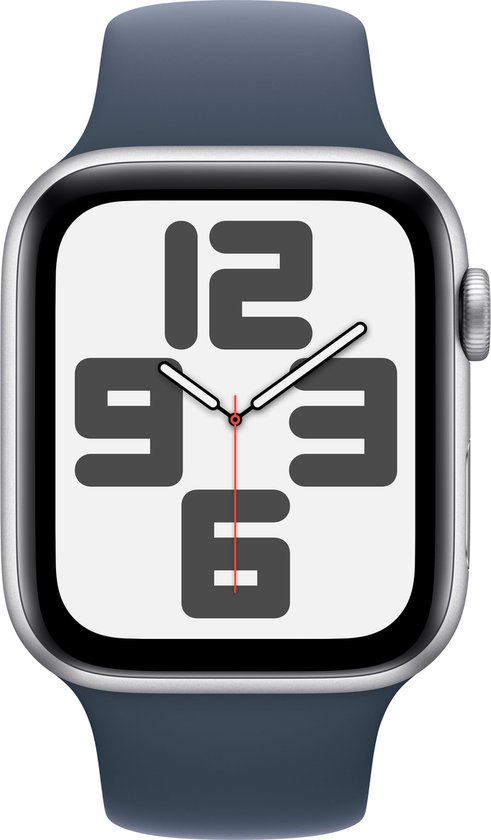 Apple Watch SE 44mm Silver Aluminium Storm Blue Sport Band M/L