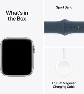 Apple Watch SE 44mm Silver Aluminium Storm Blue Sport Band S/M