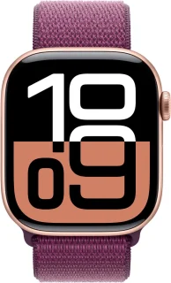 Apple Watch Series 10 42mm Rose Goud Aluminium Plum Sportbandje
