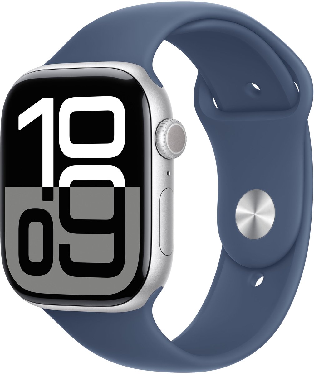 Apple Watch Series 10 42mm Zilver Aluminium Denim M/L