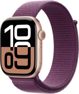 Apple Watch Series 10 46mm Rose Goud Aluminium WiFi + 4G Plum Sportbandje