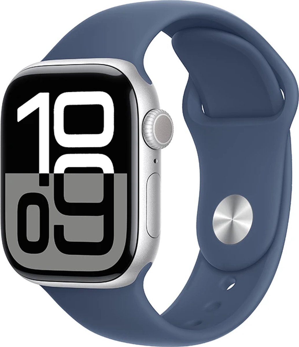 Wat vinden we goed aan de Apple Watch Series 10 46mm Zilver Aluminium Denim Sportbandje S/M Wifi
