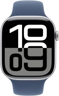 Apple Watch Series 10 46mm Zilver Aluminium M/L Denim Sportband