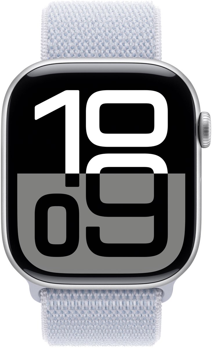 Apple Watch Series 10 46mm Zilveren Aluminium Wifi Blauw Sportbandje