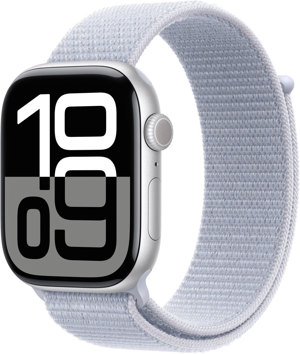 Apple Watch Series 10 46mm Zilveren Aluminium Wifi Blauw Sportbandje