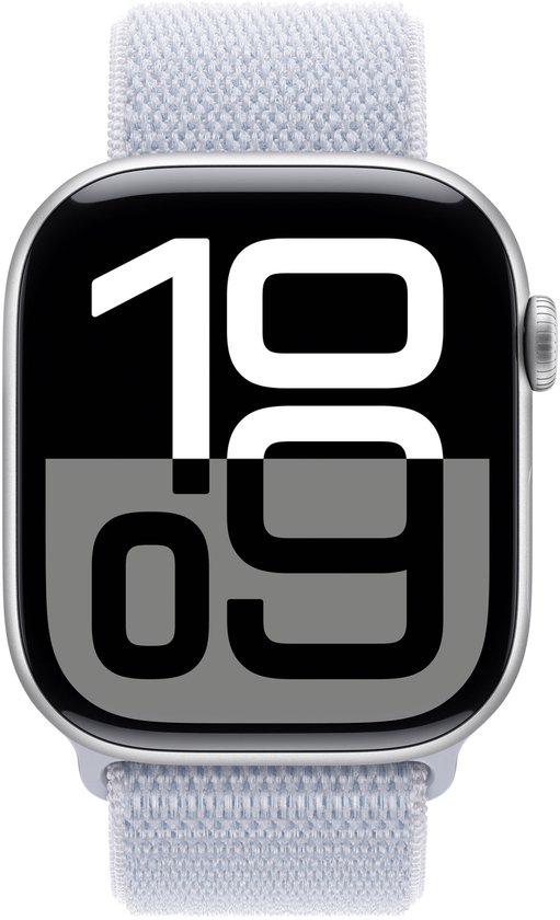 Apple Watch Series 10 46mm Zilveren Aluminium Wifi Blauw Sportbandje