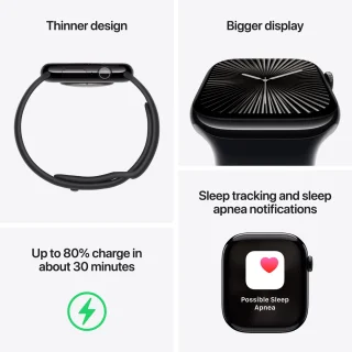 Apple Watch Series 10 46mm Zwarte Aluminium M/L