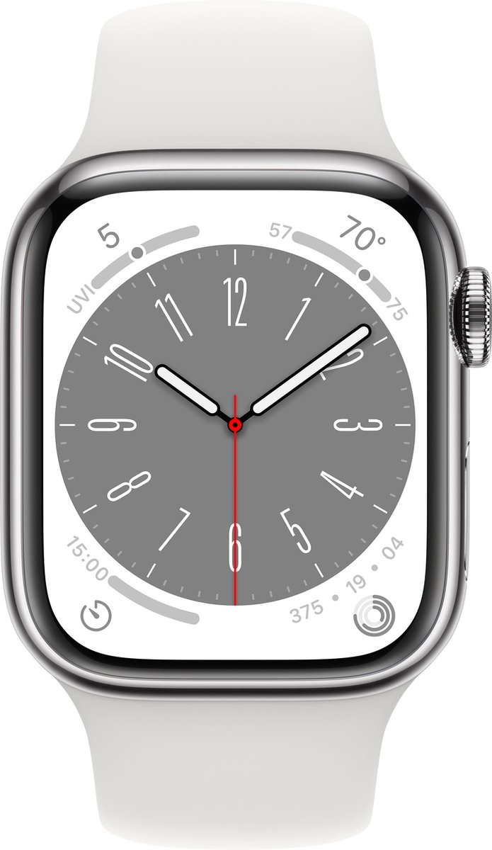 De Apple Watch Series 8 45mm Roestvrijstaal Zilver 4G in één oogopslag