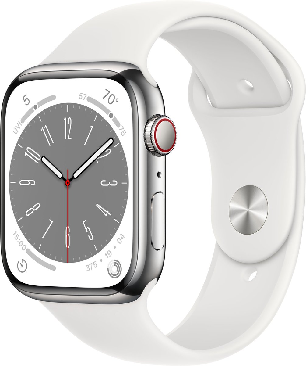 Wat vinden we goed aan de Apple Watch Series 8 45mm Roestvrijstaal Zilver 4G