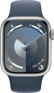 Apple Watch Series 9 41mm Silver Aluminium - Storm Blue Sport Band S/M
