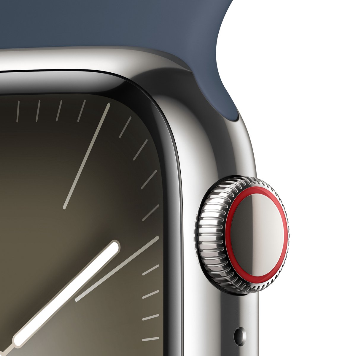Apple Watch Series 9 41mm Silver Stainless Steel GPS + Cellular Storm Blue Sport Band S/M