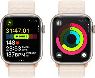 Apple Watch Series 9 45mm Aluminium Sterrenlicht - Sport Loop