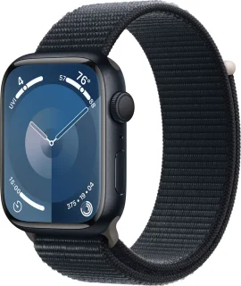 Apple Watch Series 9 45mm Middernacht Aluminium met Sport Loop