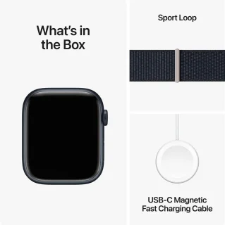 Apple Watch Series 9 45mm Middernacht Aluminium met Sport Loop