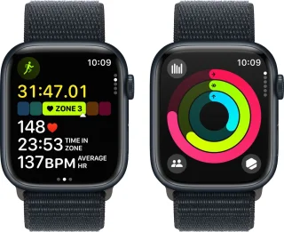 Apple Watch Series 9 45mm Middernacht Aluminium met Sport Loop