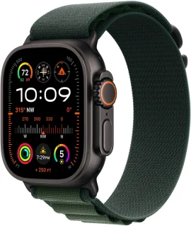 Apple Watch Ultra 2 49mm Titanium Zwart Dark Green Loop Small