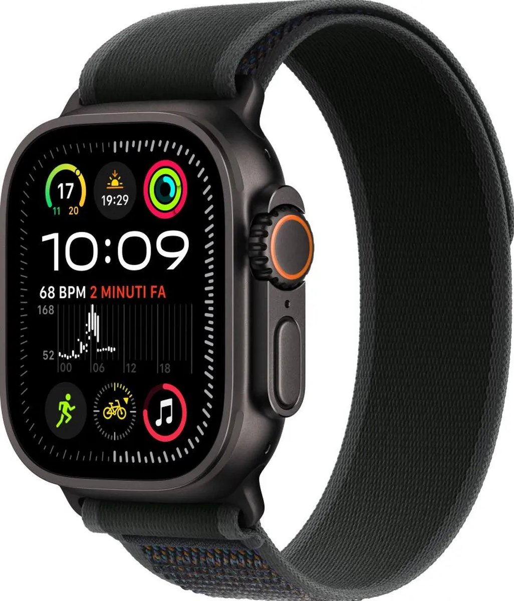 Apple Watch Ultra 2 Cellular 49mm Zwart M/L Trail-bandje
