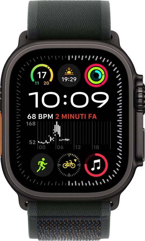 Apple Watch Ultra 2 Cellular 49mm Zwart M/L Trail-bandje