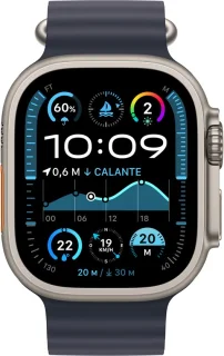Apple Watch Ultra 2 titanium met navy ocean band