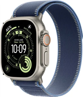 Apple Watch Ultra 3 49 mm Natural Titanium - Blue/Bright Blue Trail Loop S/M