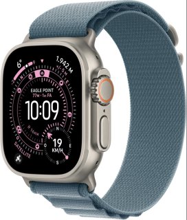 Wat vinden we goed aan de Apple Watch Ultra 3 49 mm Natural Titanium Light Blue Alpine Loop L