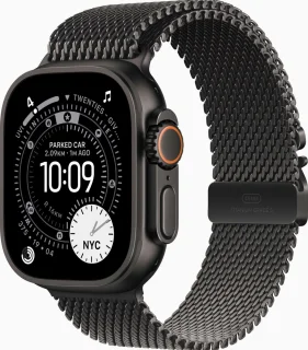 Apple Watch Ultra 3 49mm Black Titanium - Black Titanium Milanese Loop (Small)