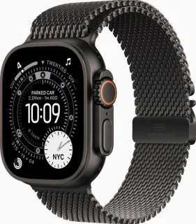 Apple Watch Ultra 3 49mm Black Titanium - Black Titanium Milanese Loop (Small)