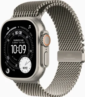 Apple Watch Ultra 3 49mm Natural Titanium Case - Natural Titanium Milanese Loop (Large)