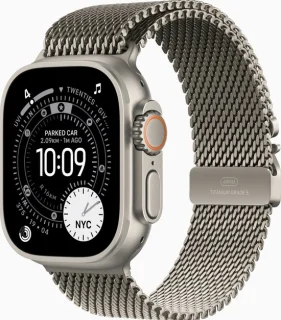 Apple Watch Ultra 3 49mm Natural Titanium Case - Natural Titanium Milanese Loop (Large)