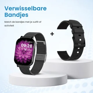 Avalue AMOLED AI Smartwatch Zwart