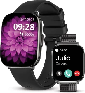 Avalue AMOLED AI Smartwatch Zwart
