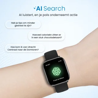 Avalue AMOLED AI Smartwatch Zwart