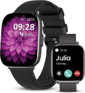 Avalue AMOLED AI Smartwatch Zwart