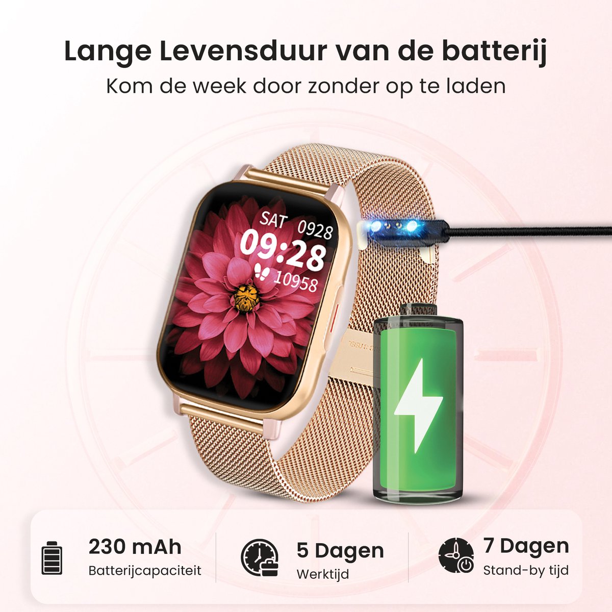Avalue Roségoud AMOLED AI Smartwatch Bluetooth