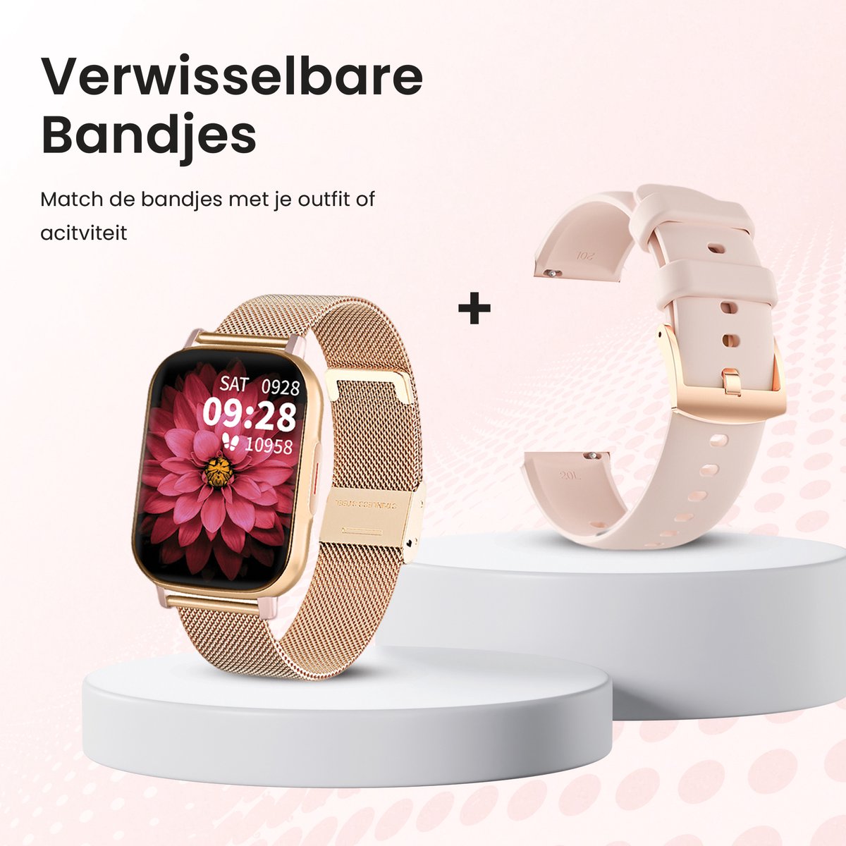 Avalue Roségoud AMOLED AI Smartwatch Bluetooth