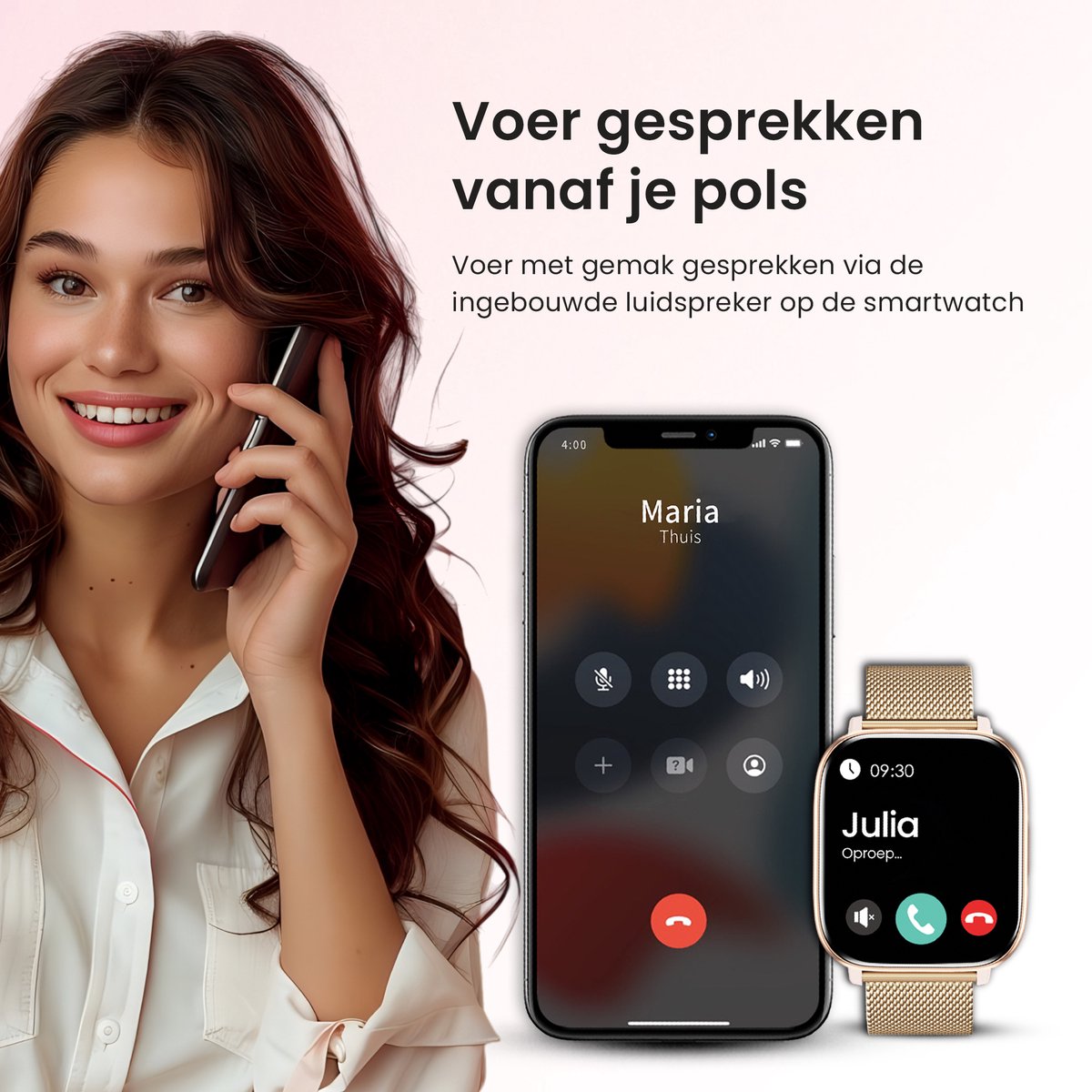 Avalue Roségoud AMOLED AI Smartwatch Bluetooth