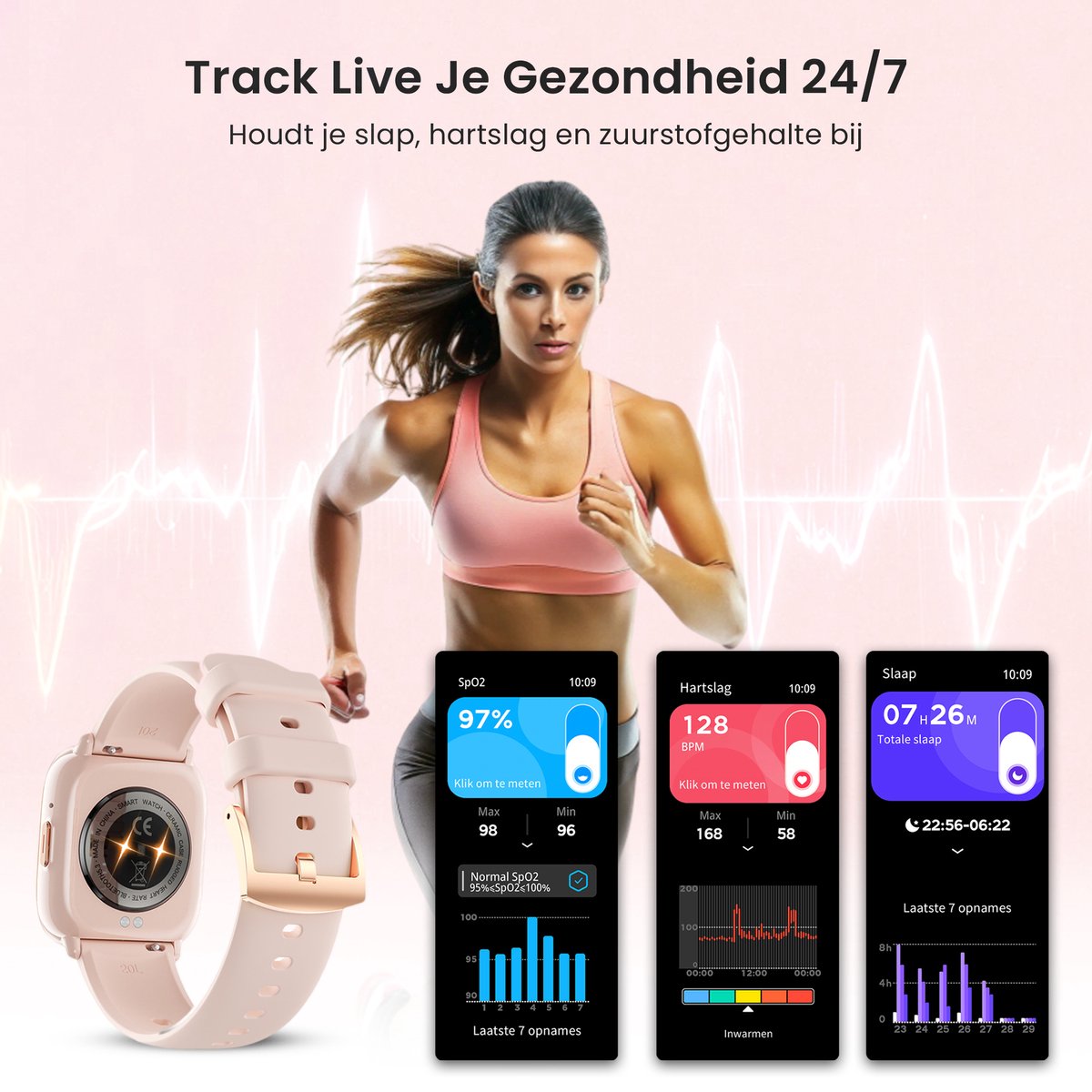 Avalue Roségoud AMOLED AI Smartwatch Bluetooth
