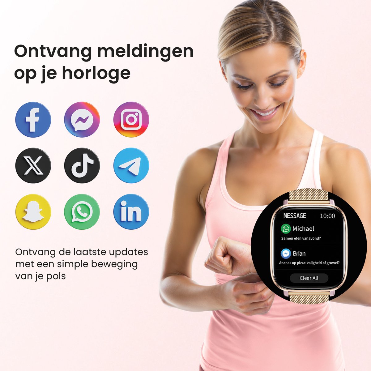 Avalue Roségoud AMOLED AI Smartwatch Bluetooth