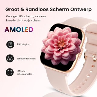 Avalue Roségoud AMOLED AI Smartwatch Bluetooth