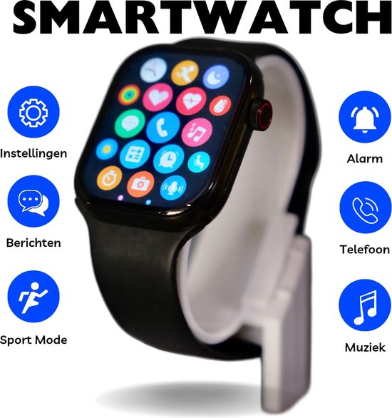 AWEX Smartwatch zwart sporthorloge voor iOS & Android