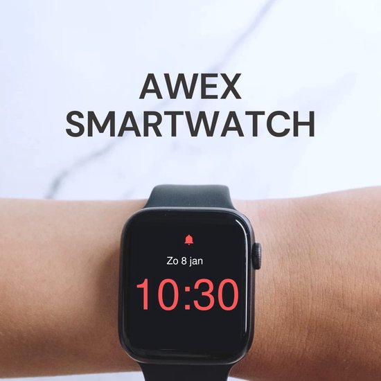 AWEX Smartwatch zwart unisex Bluetooth iOS Android