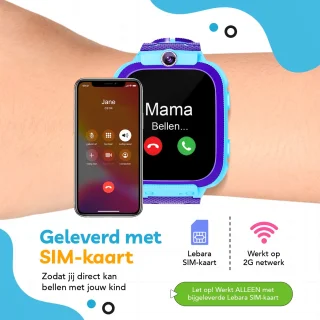AyeKids Kinder Smartwatch Blauw inclusief Simkaart