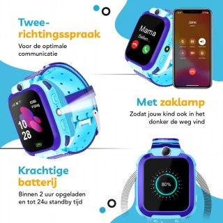 AyeKids Kinder Smartwatch Blauw inclusief Simkaart