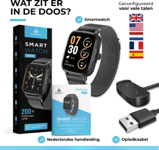 AyeWay Smartwatch Stalen Band Zwart