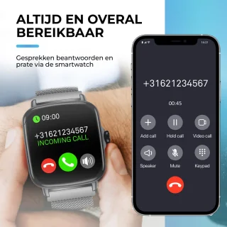 AyeWay Smartwatch Stalen Band Zwart
